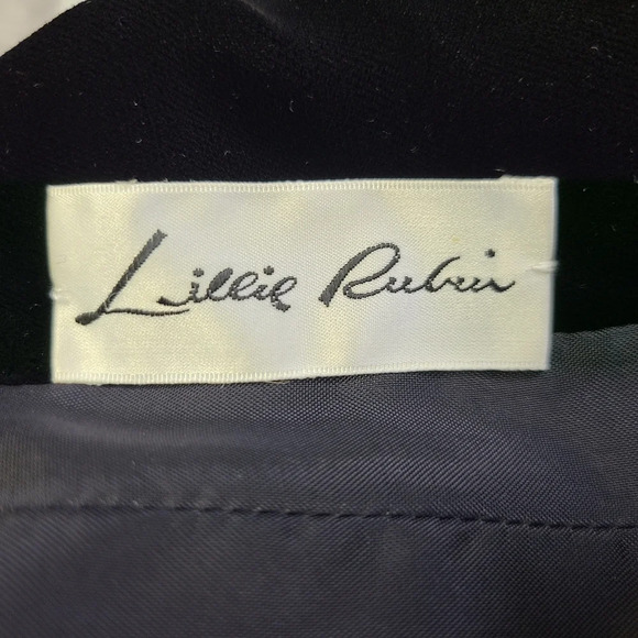 Oscar de la Renta Lillie Rubin Vintage Black Velvet Silver Beaded Jacket Medium - Picture 15 of 16